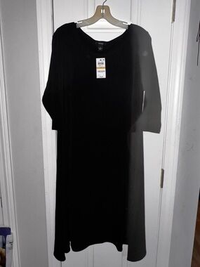 NEW Alfani Black 3/4 Sleeve Midi Dress flowy hem size 14 $15